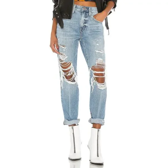 Pistola Distressed Blue Presley Straight Denim Jeans Size 25 - Picture 1 of 5